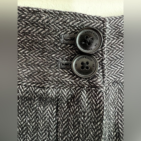 Anne Klein Womens Pants Sz 10 p Silver/Black Herringbone Straight Leg - Picture 3 of 6